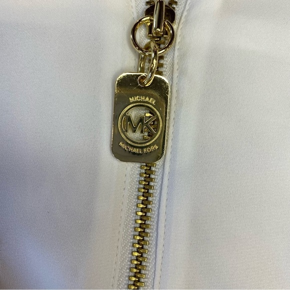 MICHAEL Michael Kors White Blouse with Gold Zipper Long Sleeves Size 1X - Picture 8 of 14